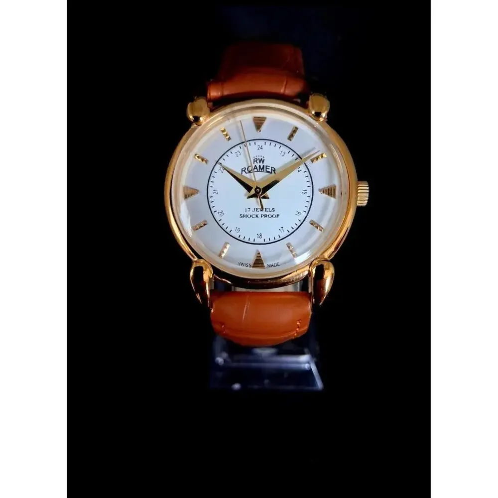 Vintage Roamer‎ Men's Leather Mechanical Watch RARE